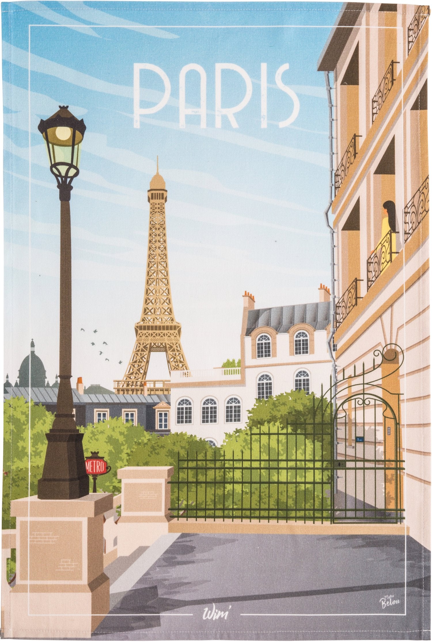 Coucke "WIM® Paris", Printed cotton tea towel. Designed in France.