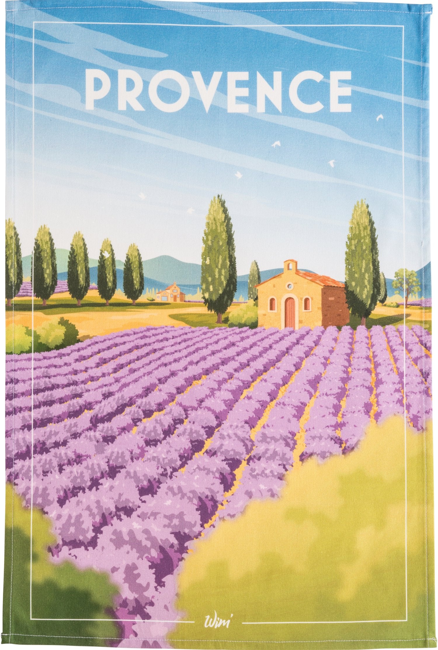 Coucke "WIM® Provence", Printed cotton tea towel. Designed in France.