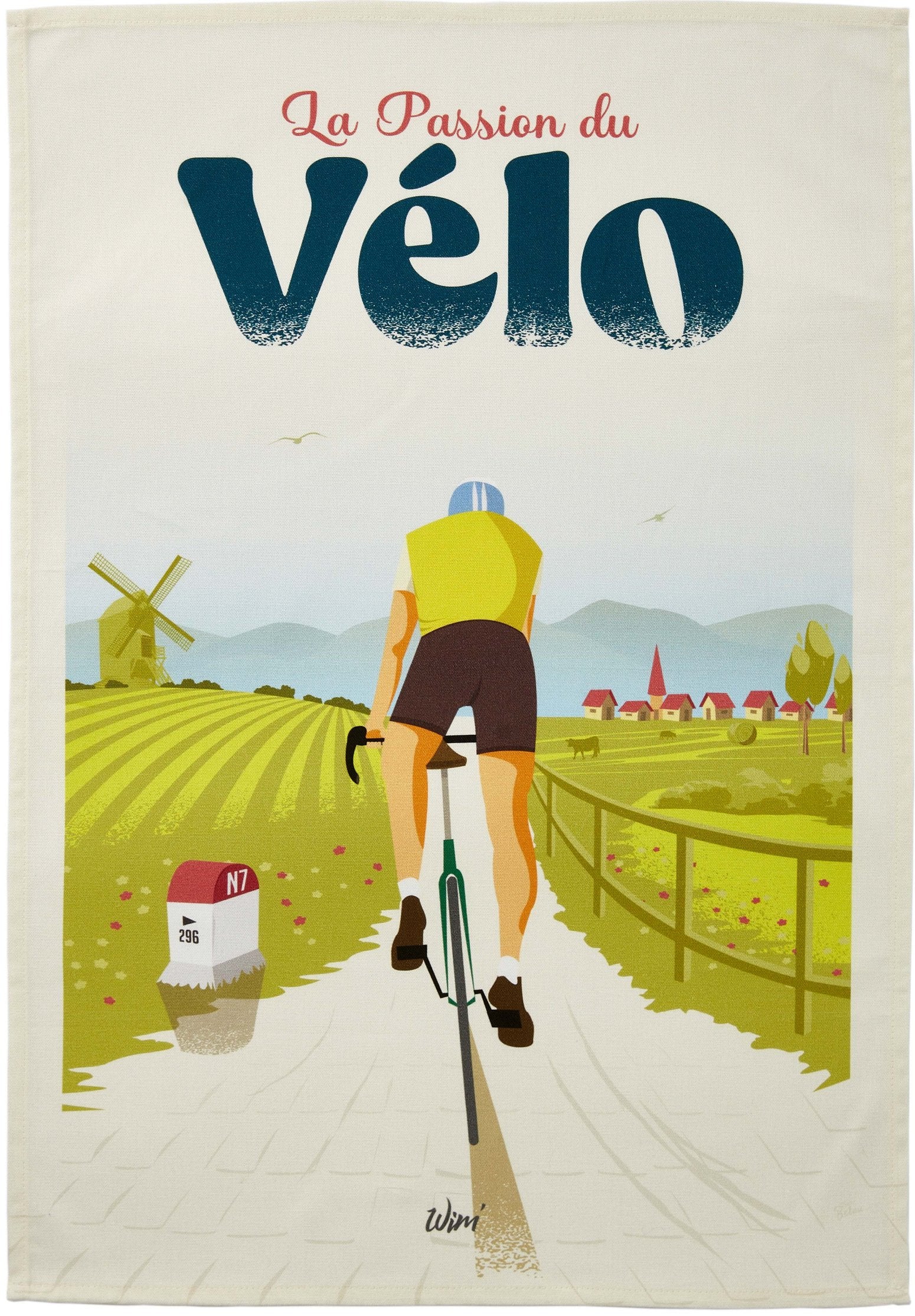 Coucke "WIM® Passion velo", Printed cotton tea towel. Designed in France.