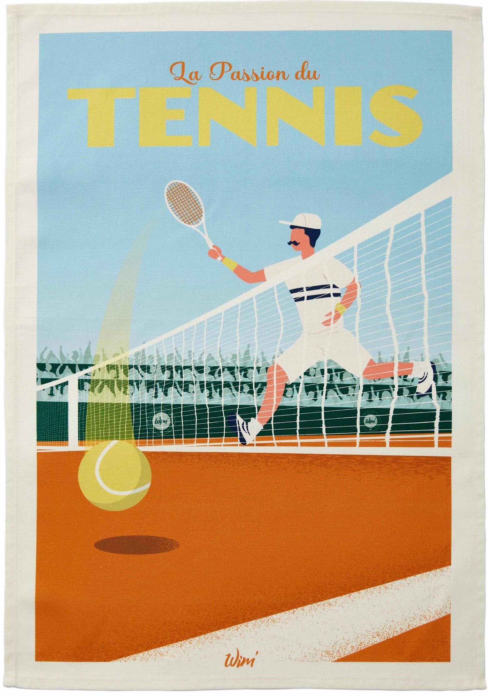 Coucke "WIM® Set et Match", Printed cotton tea towel. Designed in France.