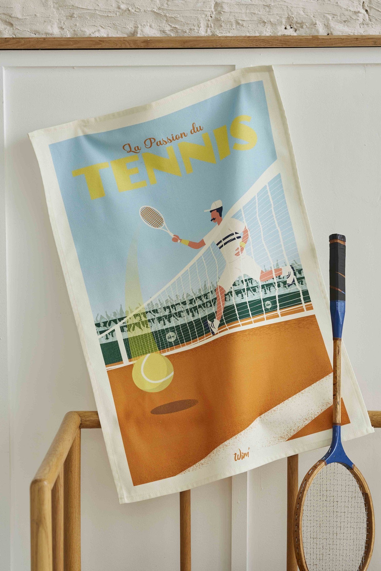 Coucke "WIM® Set et Match", Printed cotton tea towel. Designed in France.