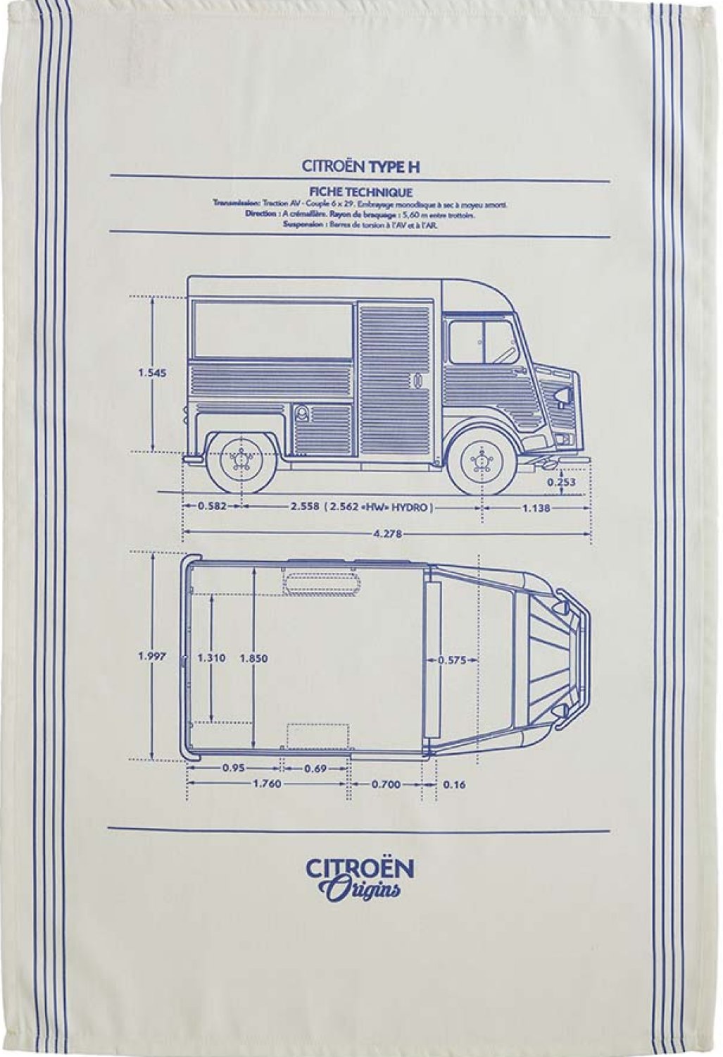Coucke "CITROEN® Type H", Printed cotton tea towel.
