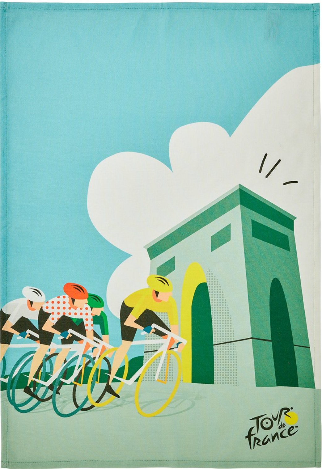 Coucke "Tour de France®-Peloton", Printed cotton tea towel. France