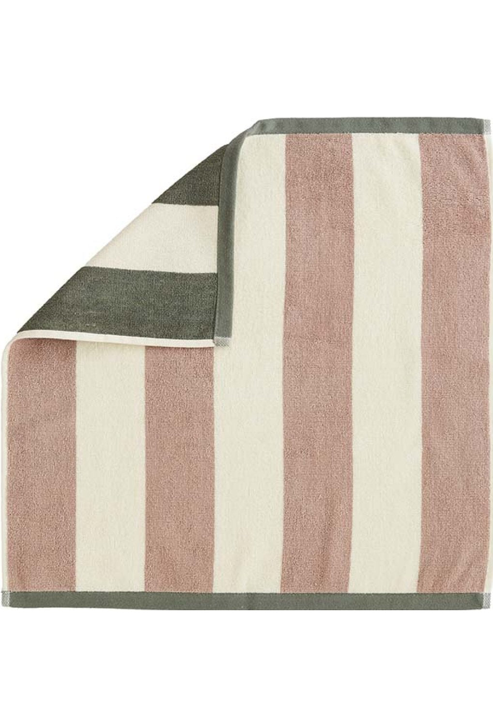 Coucke "Rivage-Rose & Grey", Cotton terry hand towel. Designed in France.