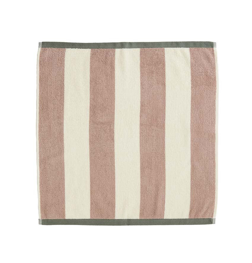 Coucke "Rivage-Rose & Grey", Cotton terry hand towel. Designed in France.
