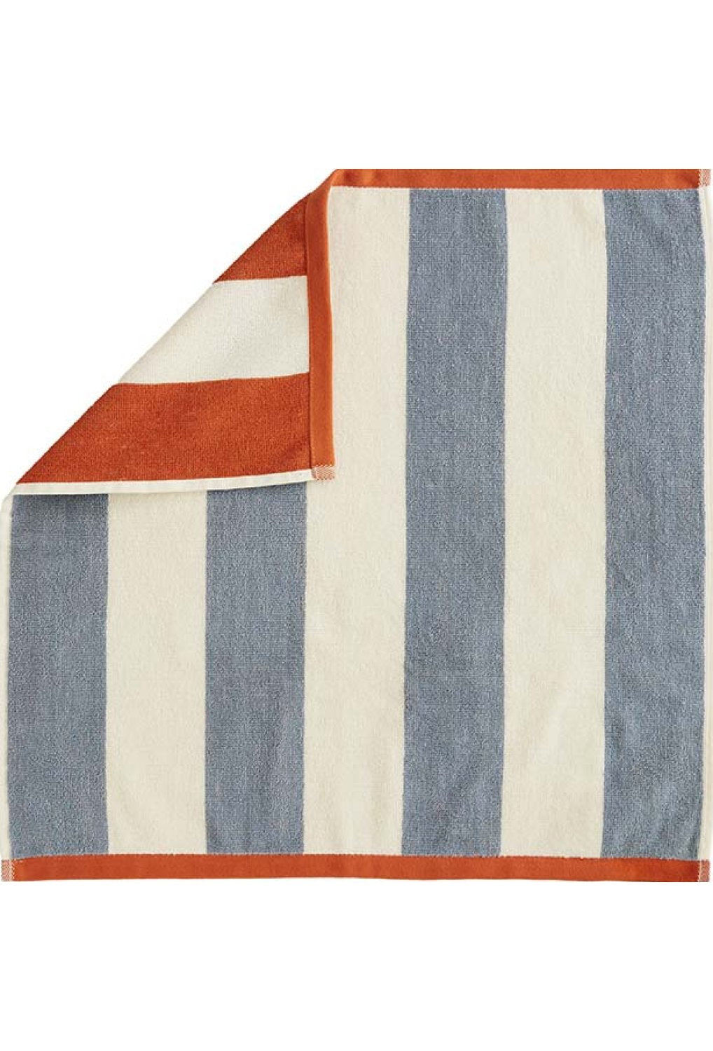 Coucke "Rivage-Orange & Blue", Cotton terry hand towel. Designed in France.