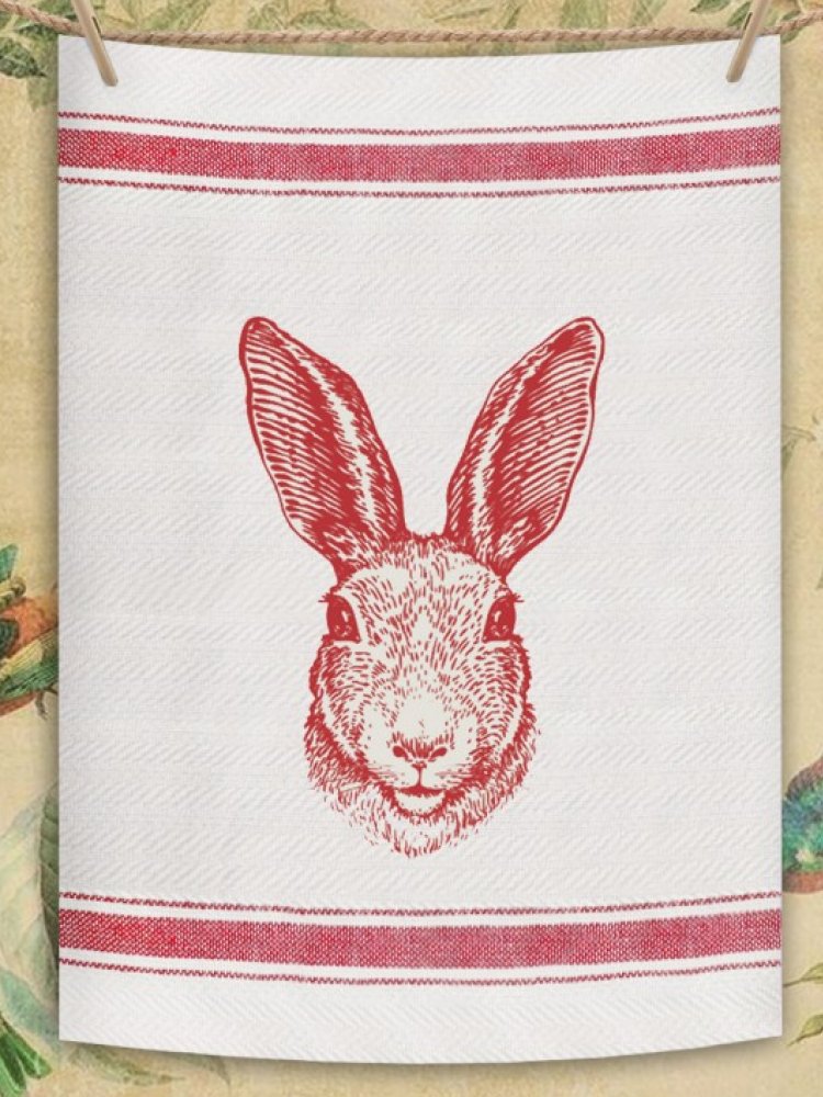 Indian Woven, “Hare-Red”, Cotton waffle tea towel - Home Landing