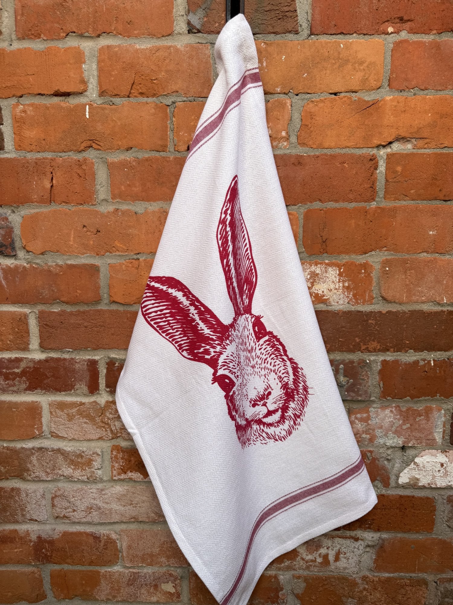 Indian Woven, “Hare-Red”, Cotton waffle tea towel - Home Landing