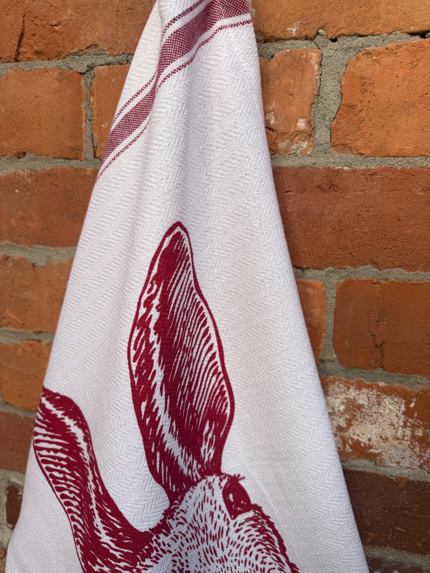 Indian Woven, “Hare-Red”, Cotton waffle tea towel - Home Landing