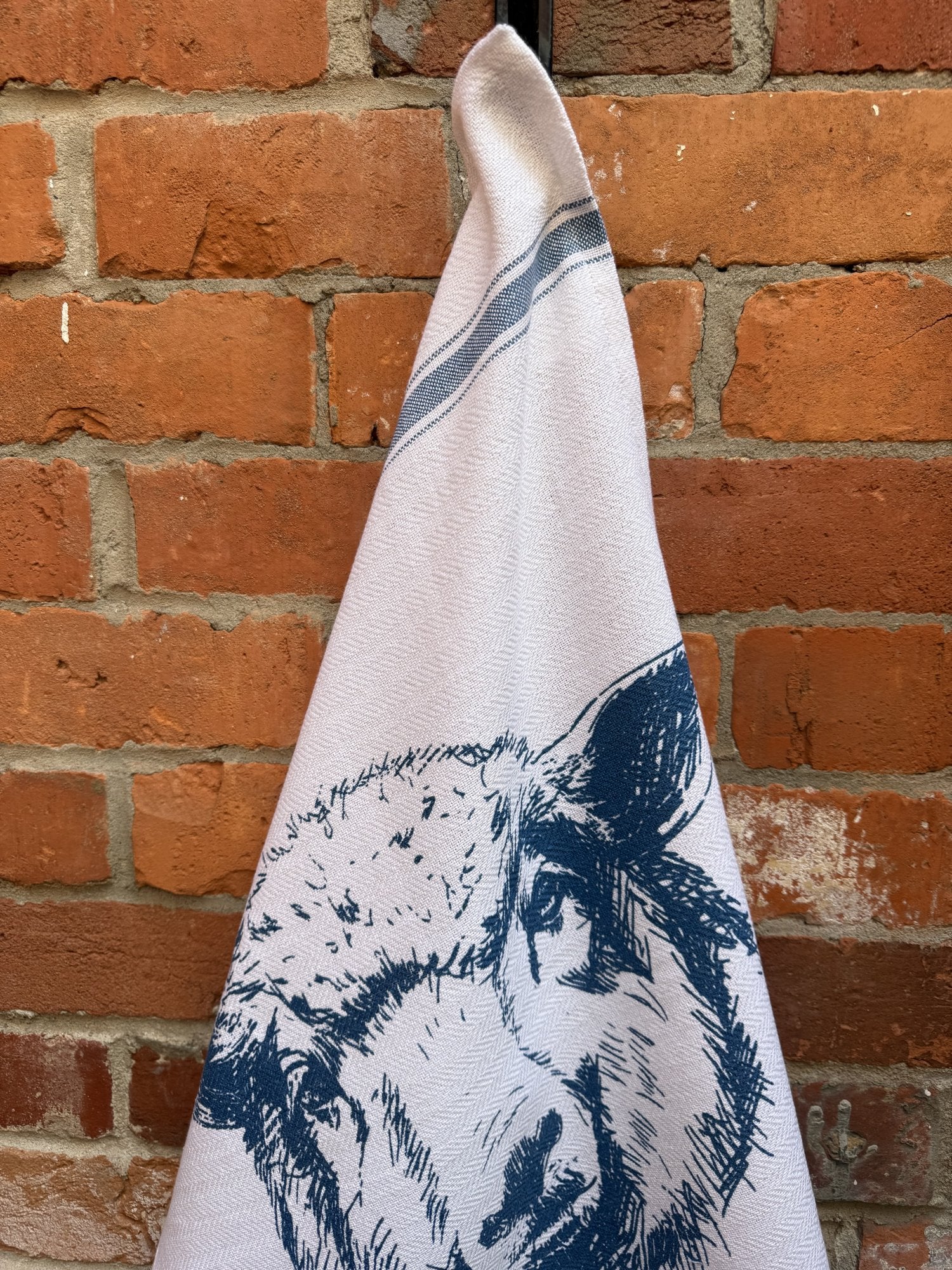 Indian Woven, “Sheep-Navy Blue”, Cotton waffle tea towel - Home Landing