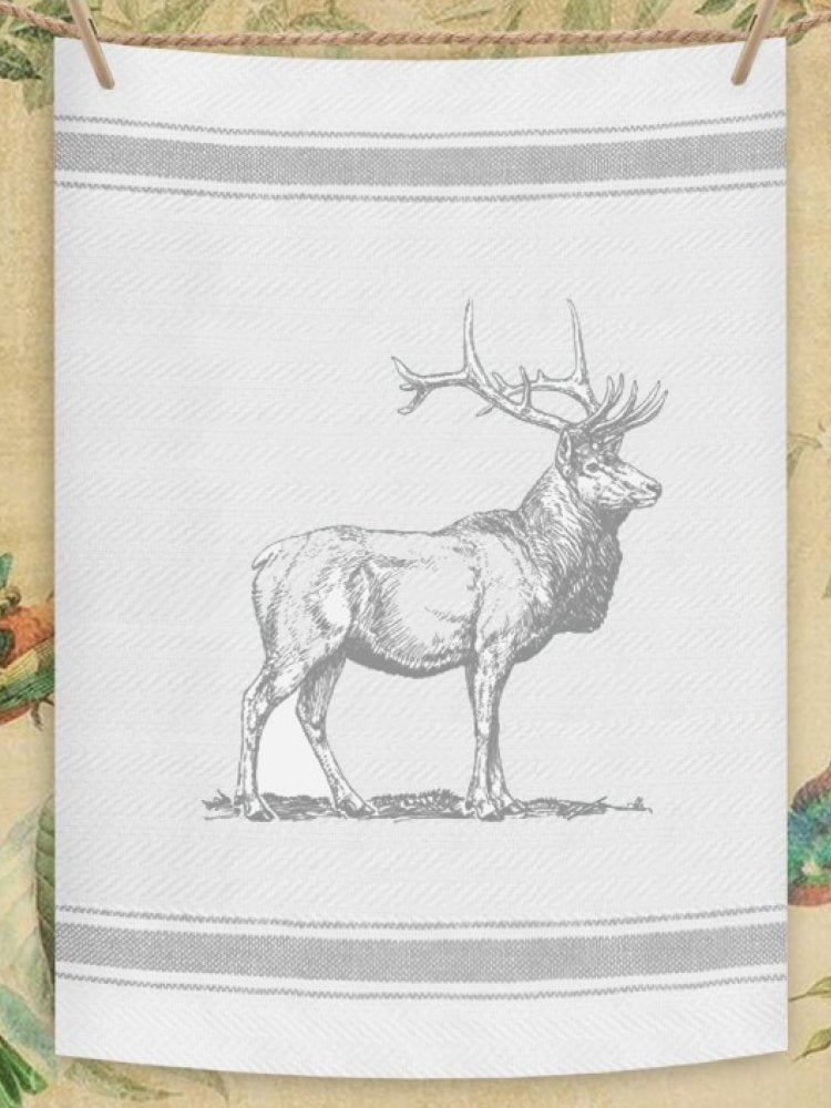 Indian Woven, “Stag-Grey”, Cotton waffle tea towel - Home Landing