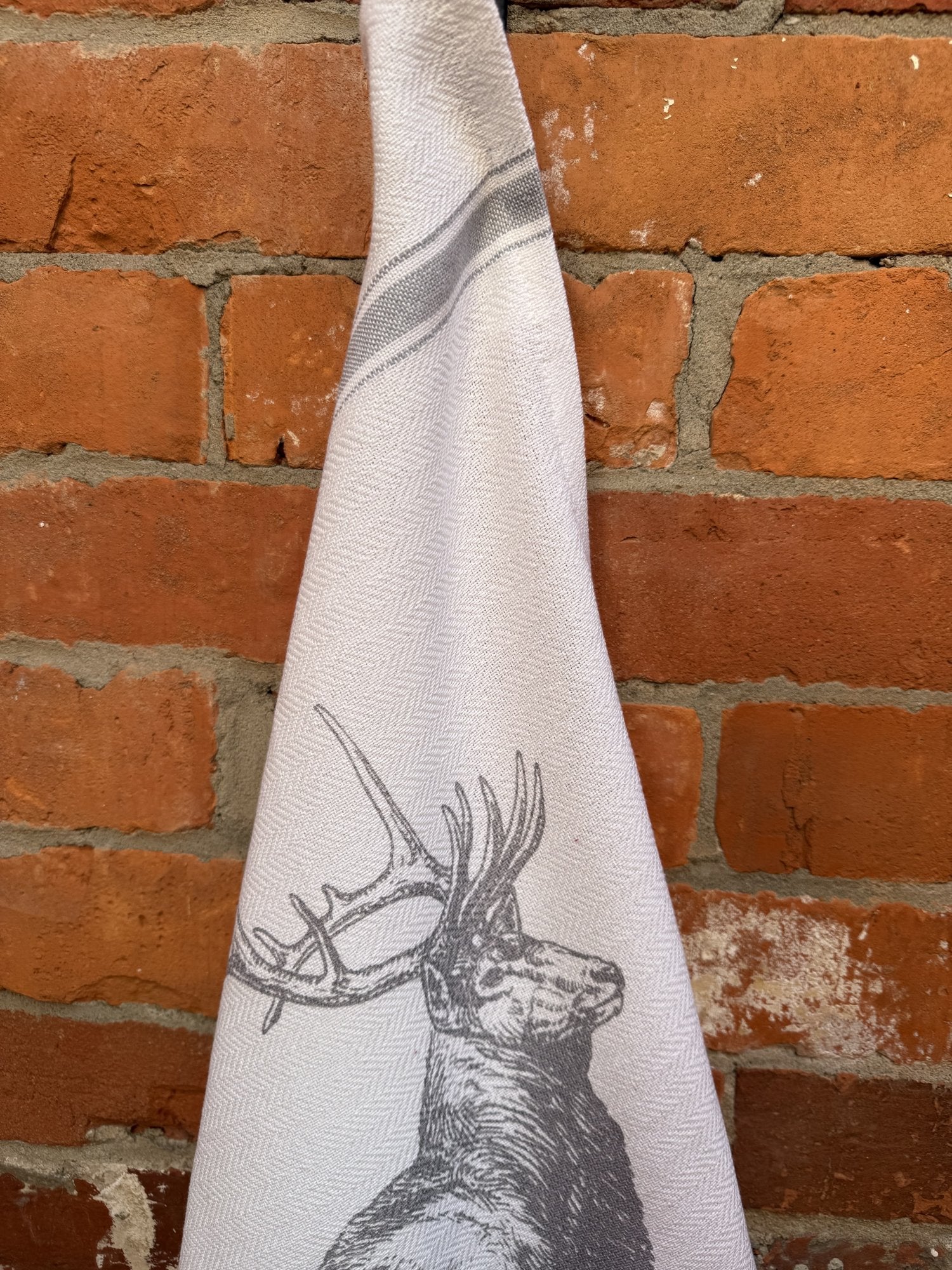 Indian Woven, “Stag-Grey”, Cotton waffle tea towel - Home Landing