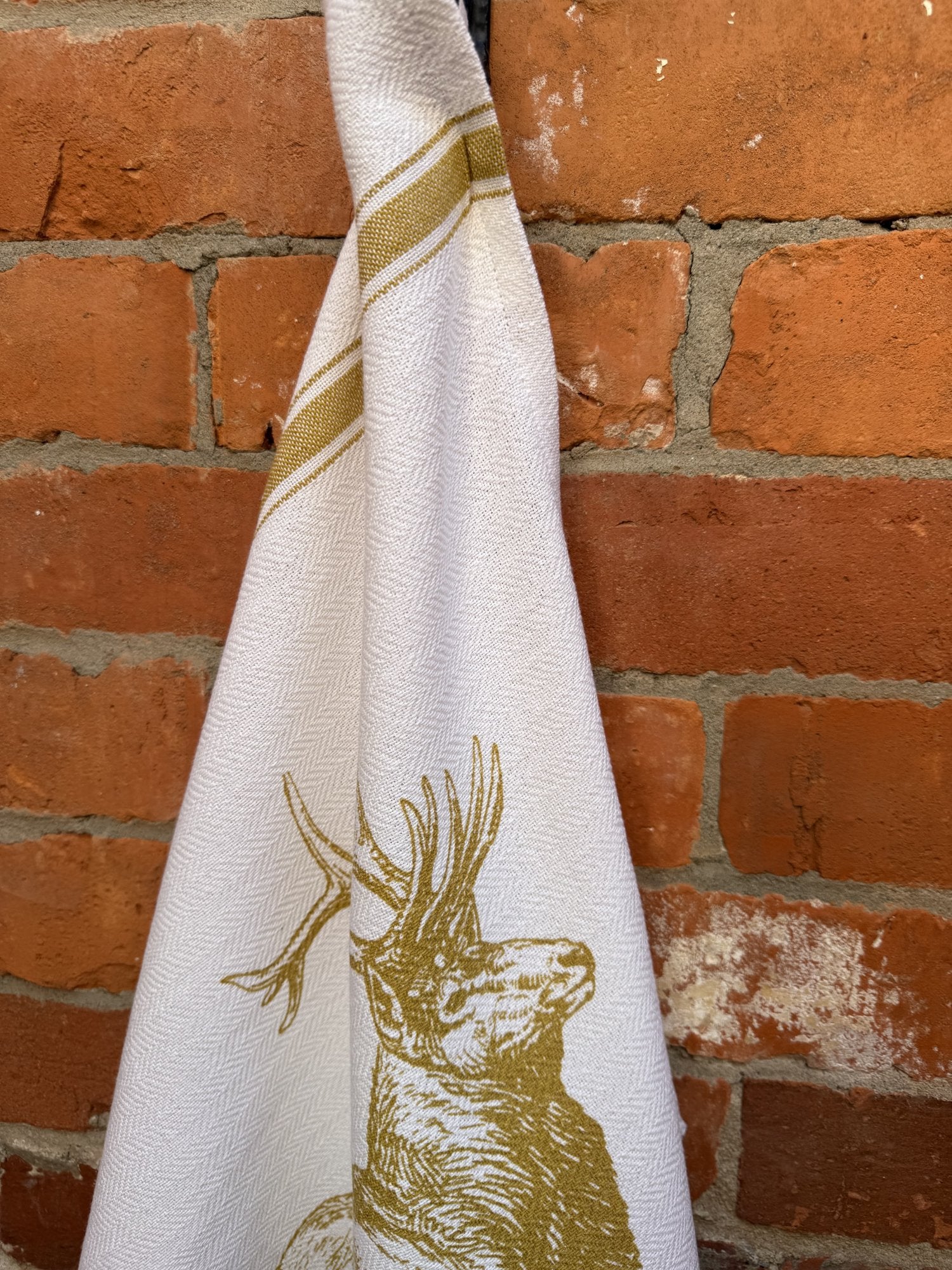 Indian Woven, “Stag-Mustard Yellow”, Cotton waffle tea towel - Home Landing