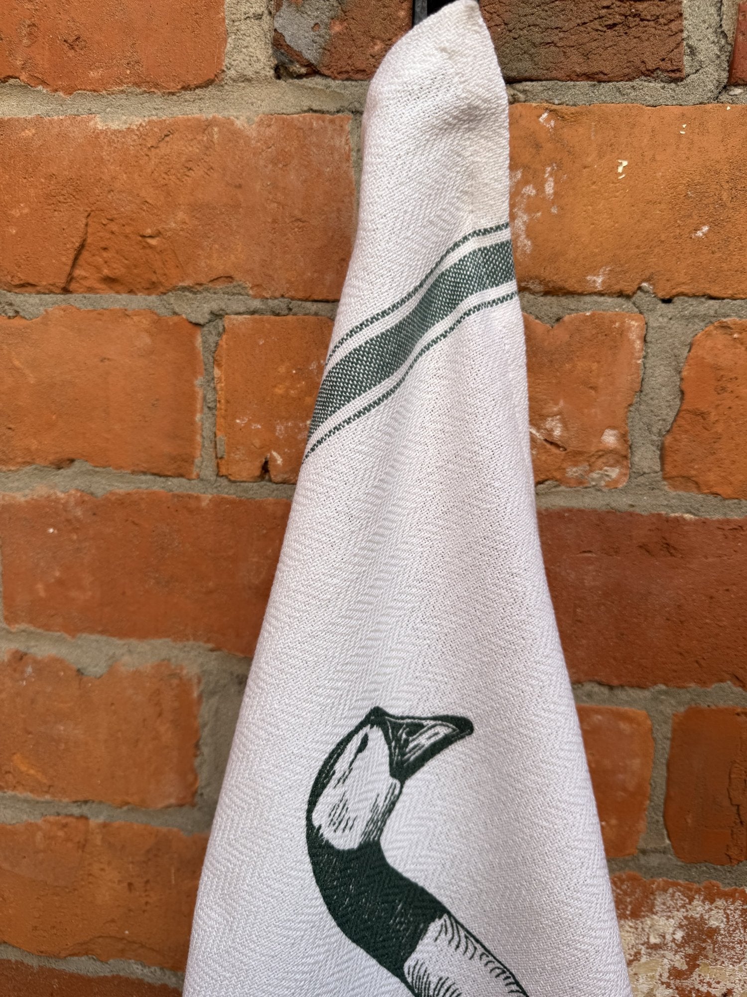 Indian Woven, “Goose-Green”, Cotton waffle tea towel - Home Landing