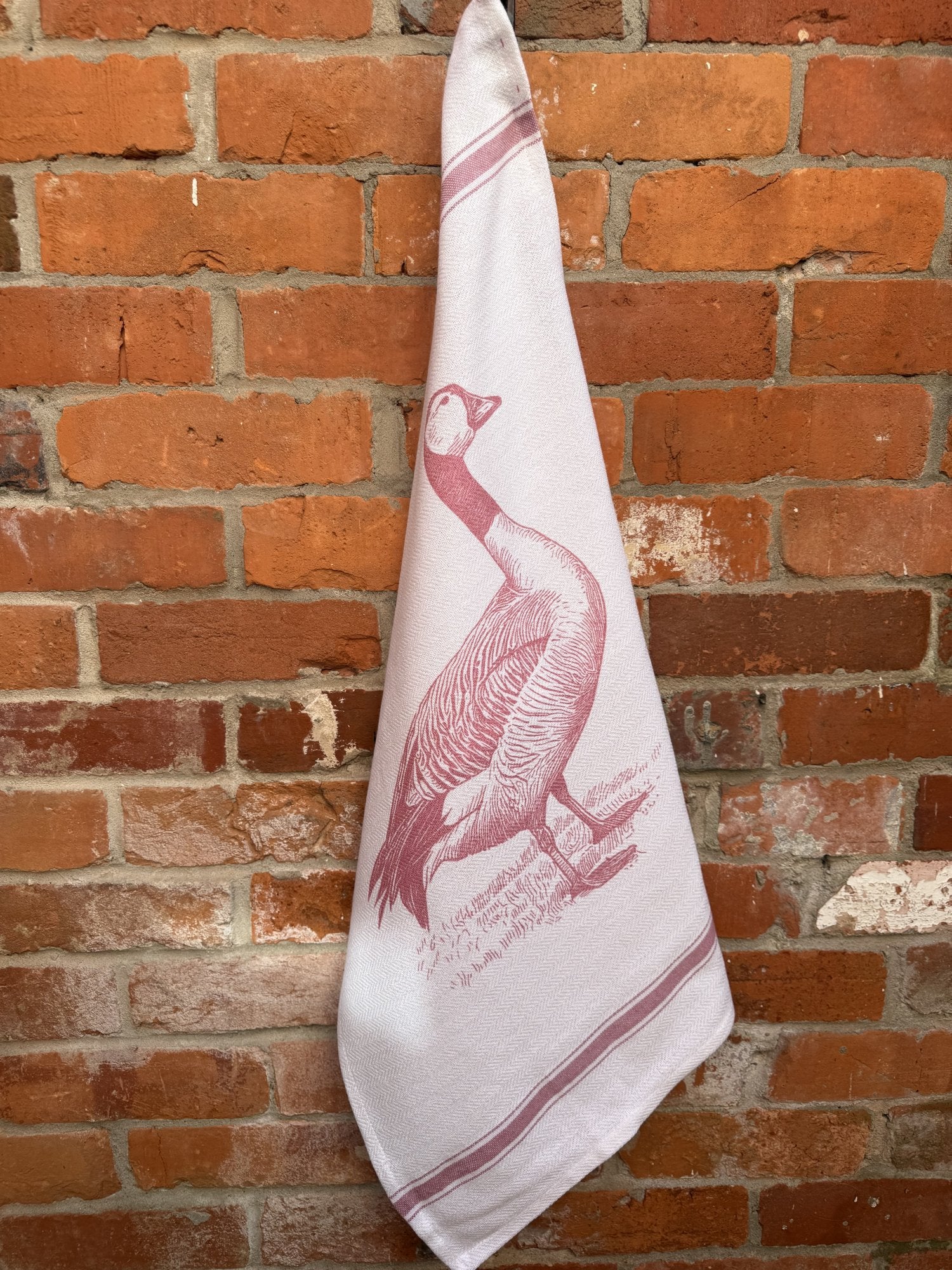 Indian Woven, “Goose-Pink”, Cotton waffle tea towel - Home Landing