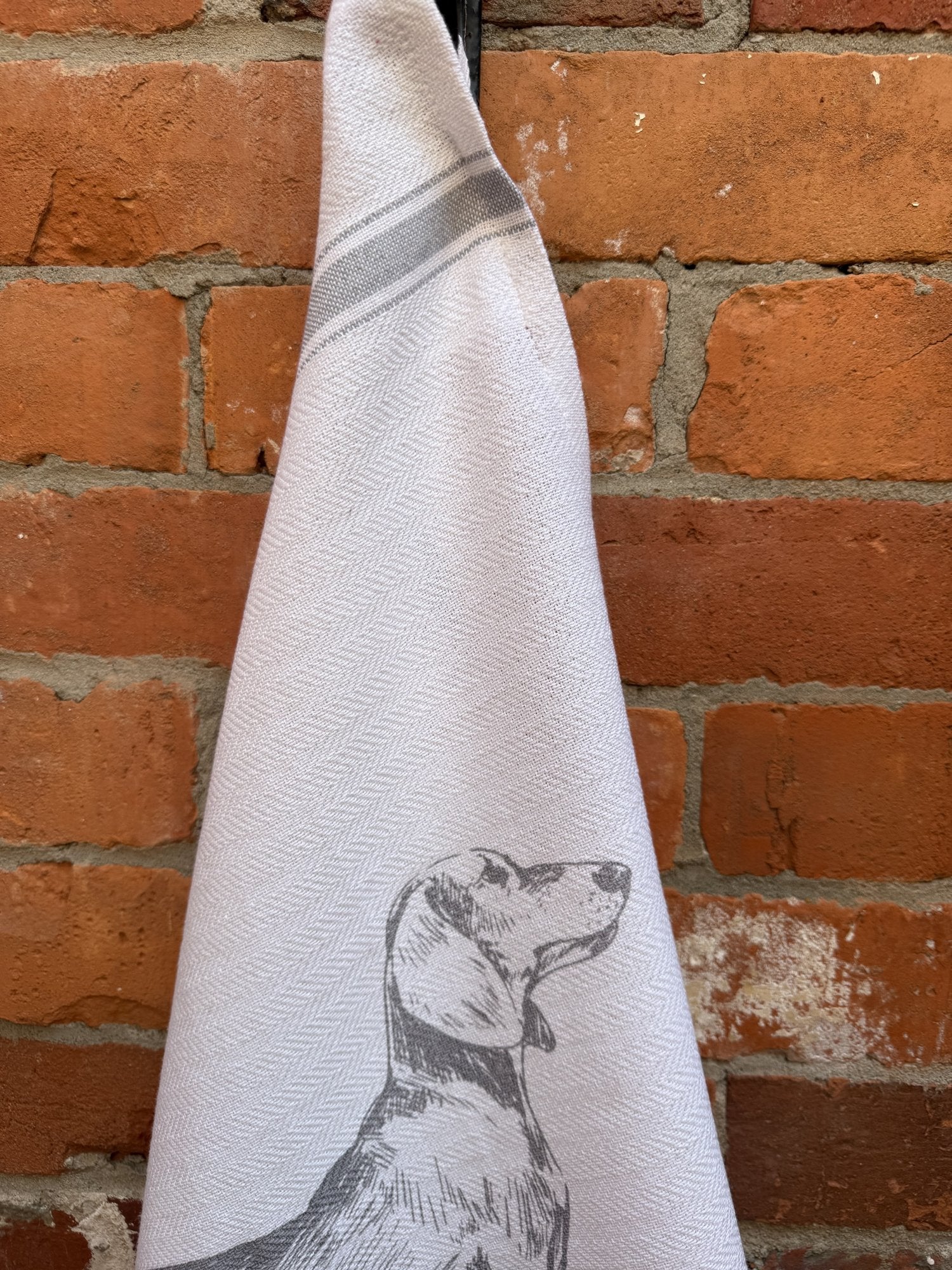 Indian Woven, “Dachshund-Grey”, Cotton waffle tea towel - Home Landing