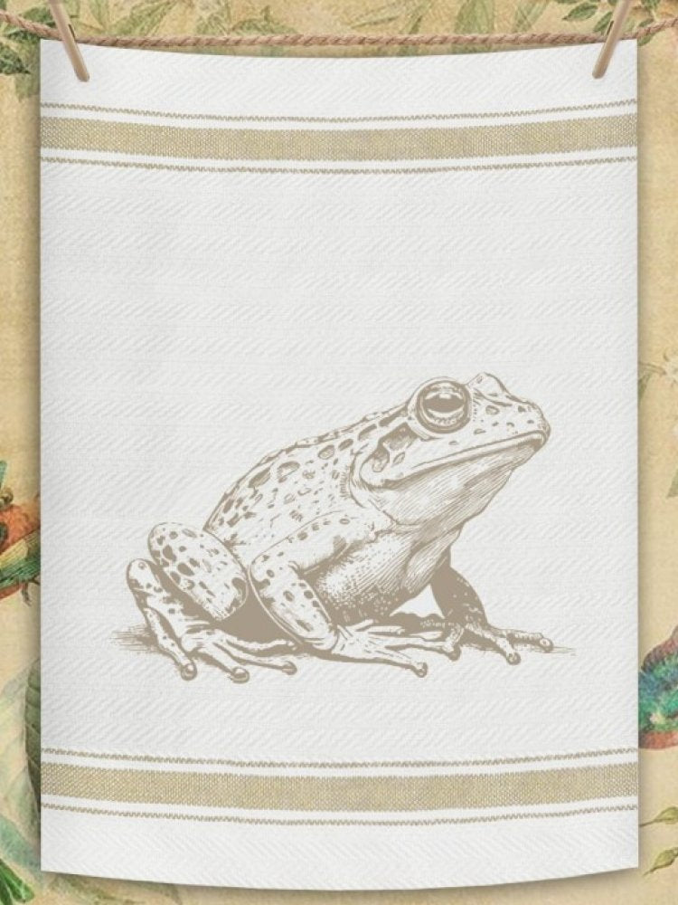 Indian Woven, “Frog-Fawn”, Cotton waffle tea towel - Home Landing