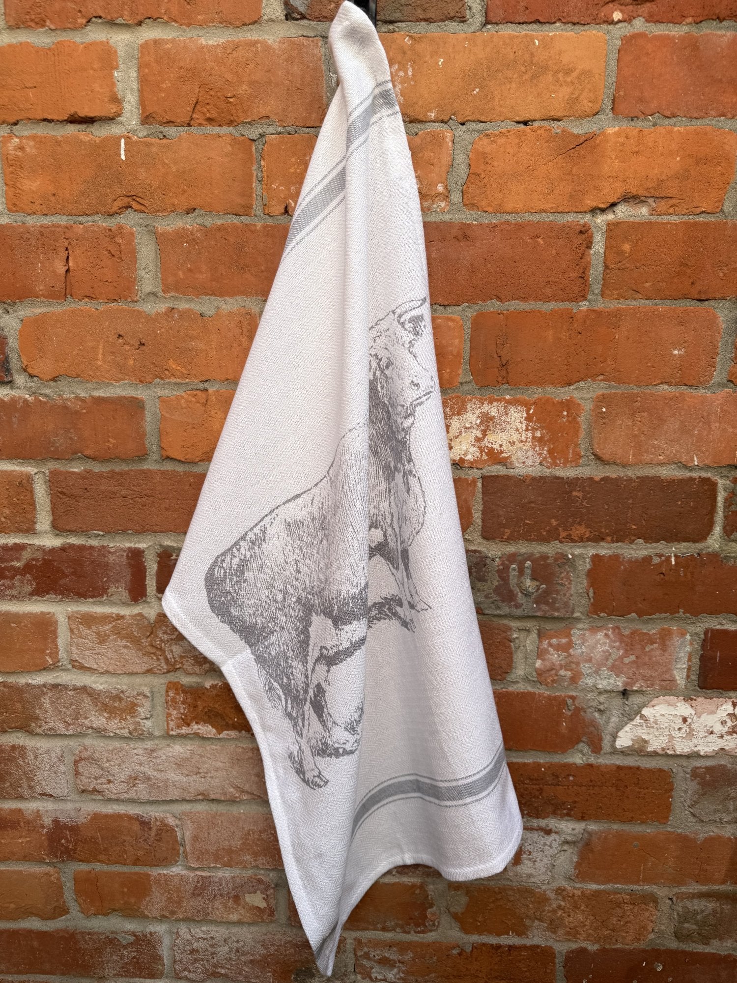 Indian Woven, “Cow-Grey”, Cotton waffle tea towel - Home Landing