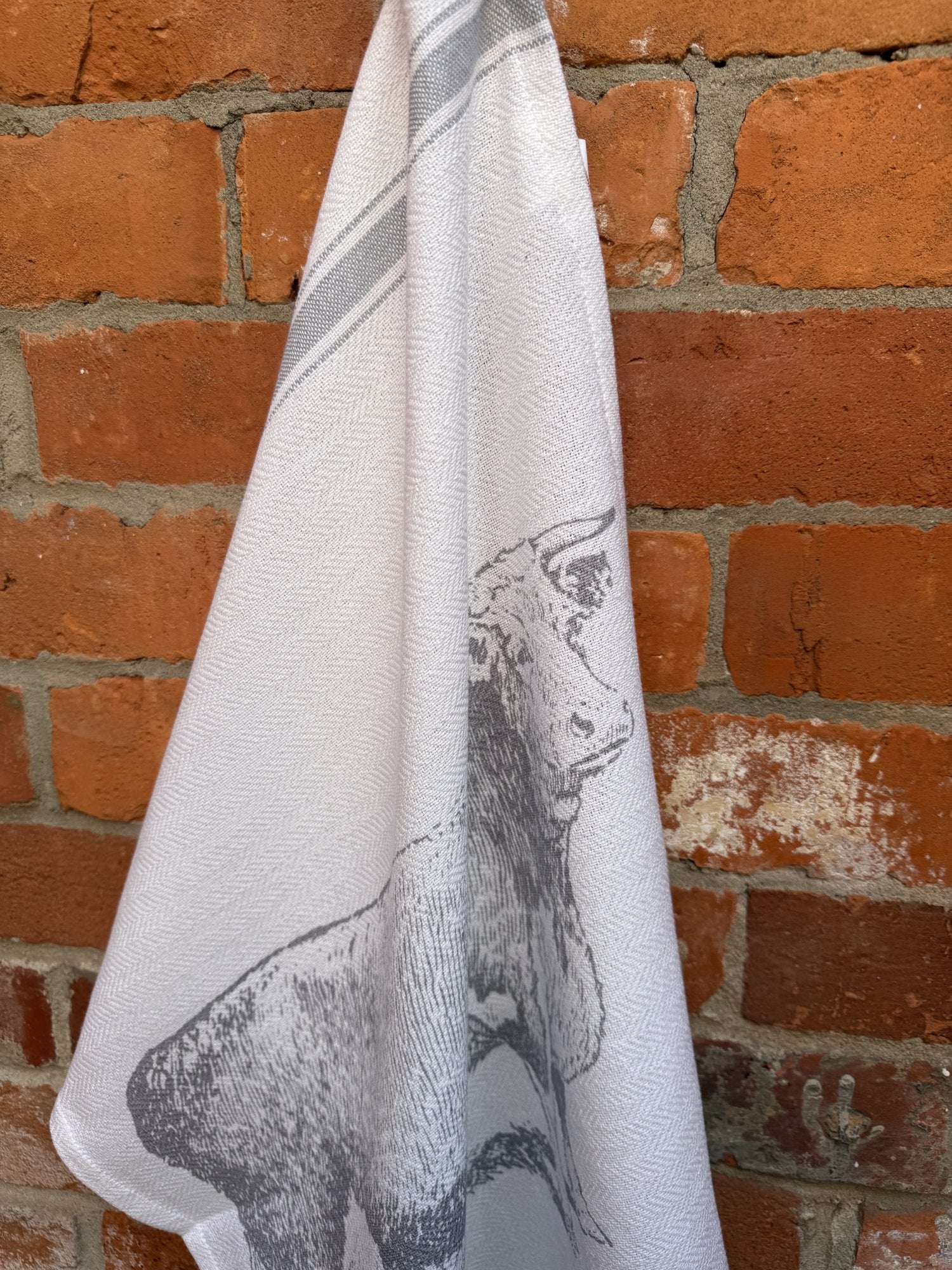 Indian Woven, “Cow-Grey”, Cotton waffle tea towel - Home Landing