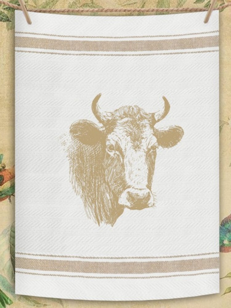 Indian Woven, “Bull-Fawn”, Cotton waffle tea towel - Home Landing