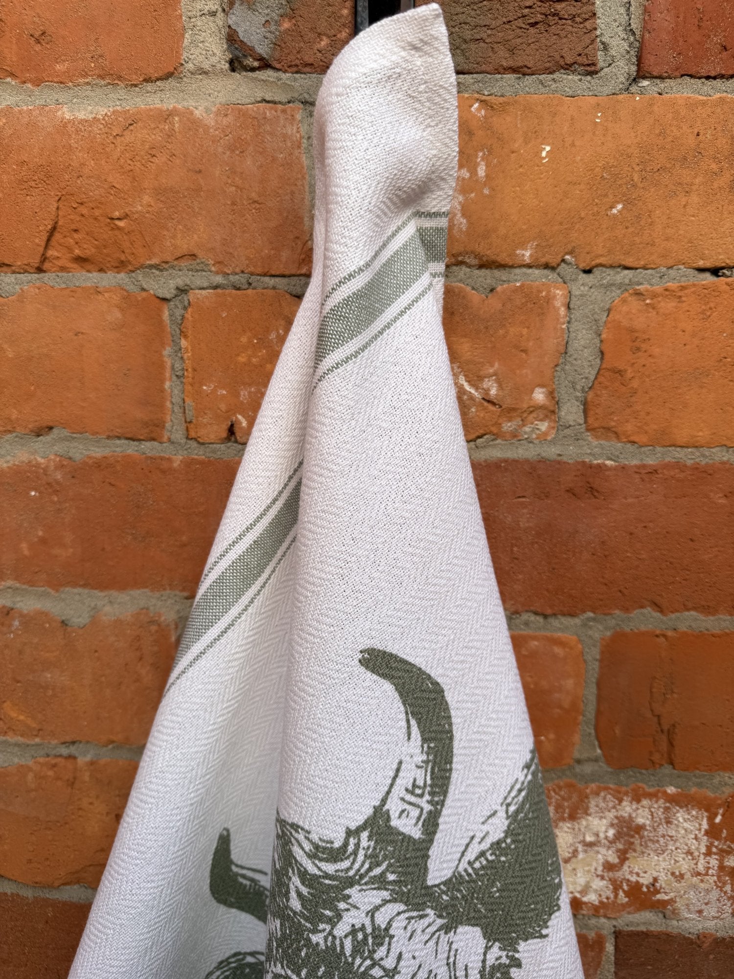 Indian Woven, “Bull-Sage Green”, Cotton waffle tea towel - Home Landing