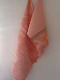Jacquard Français " De Saison - Fruits " (Apricot), Woven cotton hand towel. Made in France.