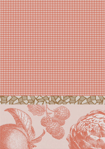 Jacquard Français " De Saison - Fruits " (Apricot), Woven cotton hand towel. Made in France.