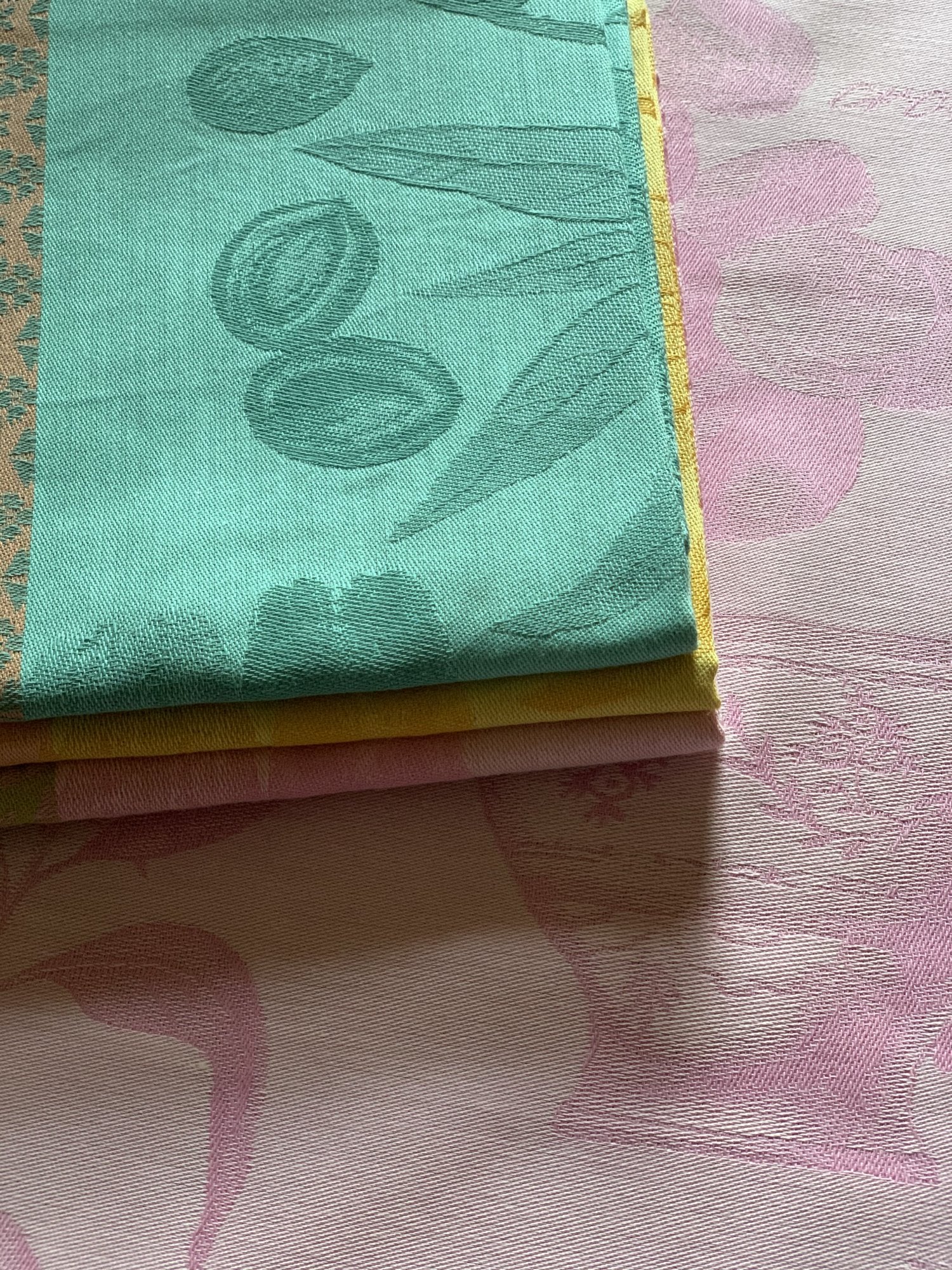 Jacquard Francais "Macarons" (Mint), Woven cotton tea towel. Made in France