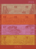 Jacquard Français "Calendrier 2024" (Red), Woven cotton tea towel. Made in France.