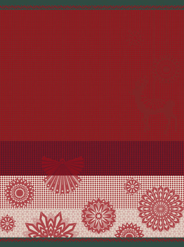 Jacquard Français "Lumière d’Étoile" (Red), Woven cotton hand towel. Made in France.