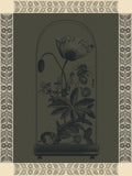 Jacquard Français "Curiosites - Florale" (Green), Woven cotton tea towel. Made in France.
