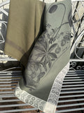 Jacquard Français "Curiosites - Florale" (Green), Woven cotton tea towel. Made in France.