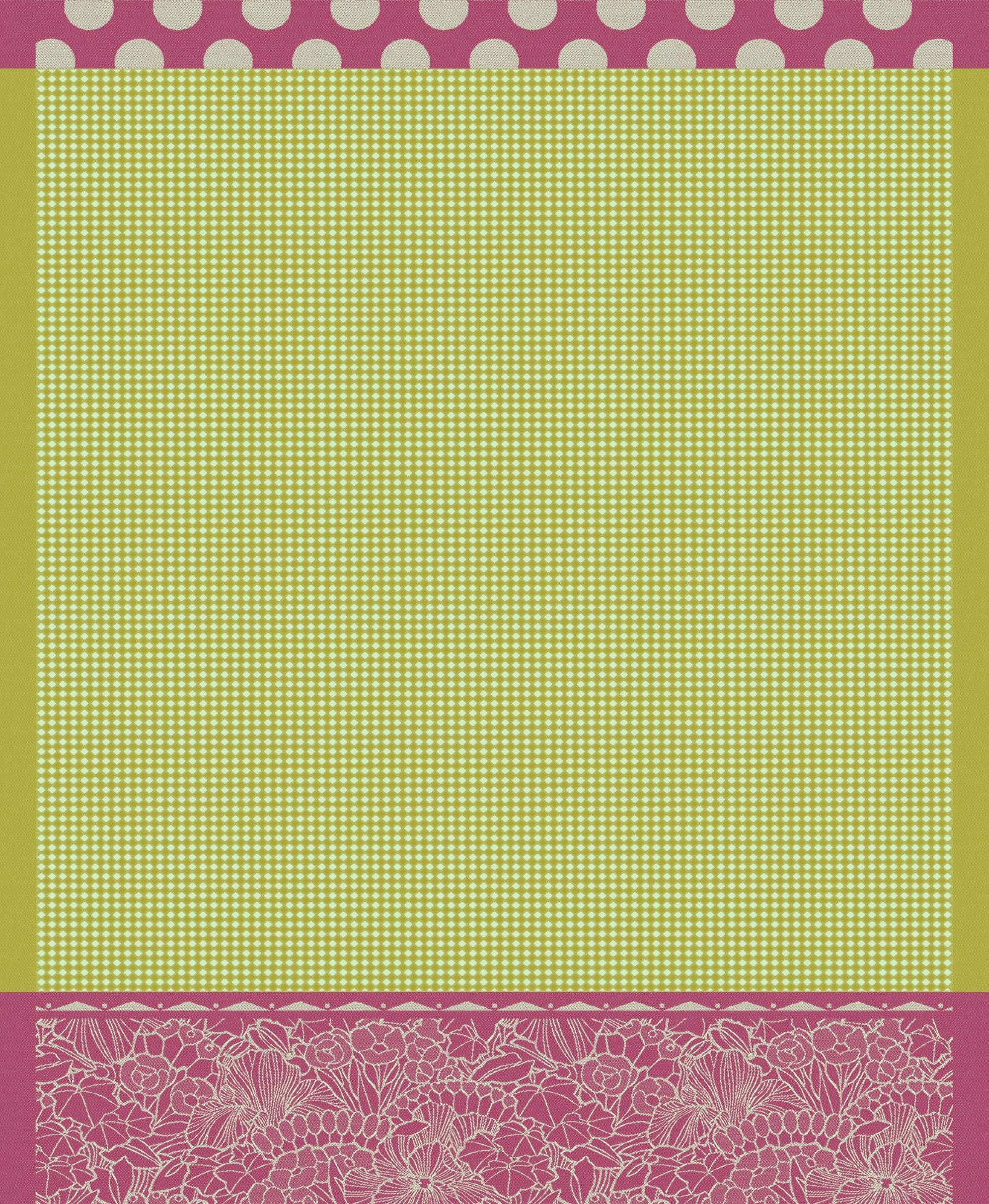 Jacquard Francais "Salade d’Ete" (Green), Woven cotton hand towel. Made in France.