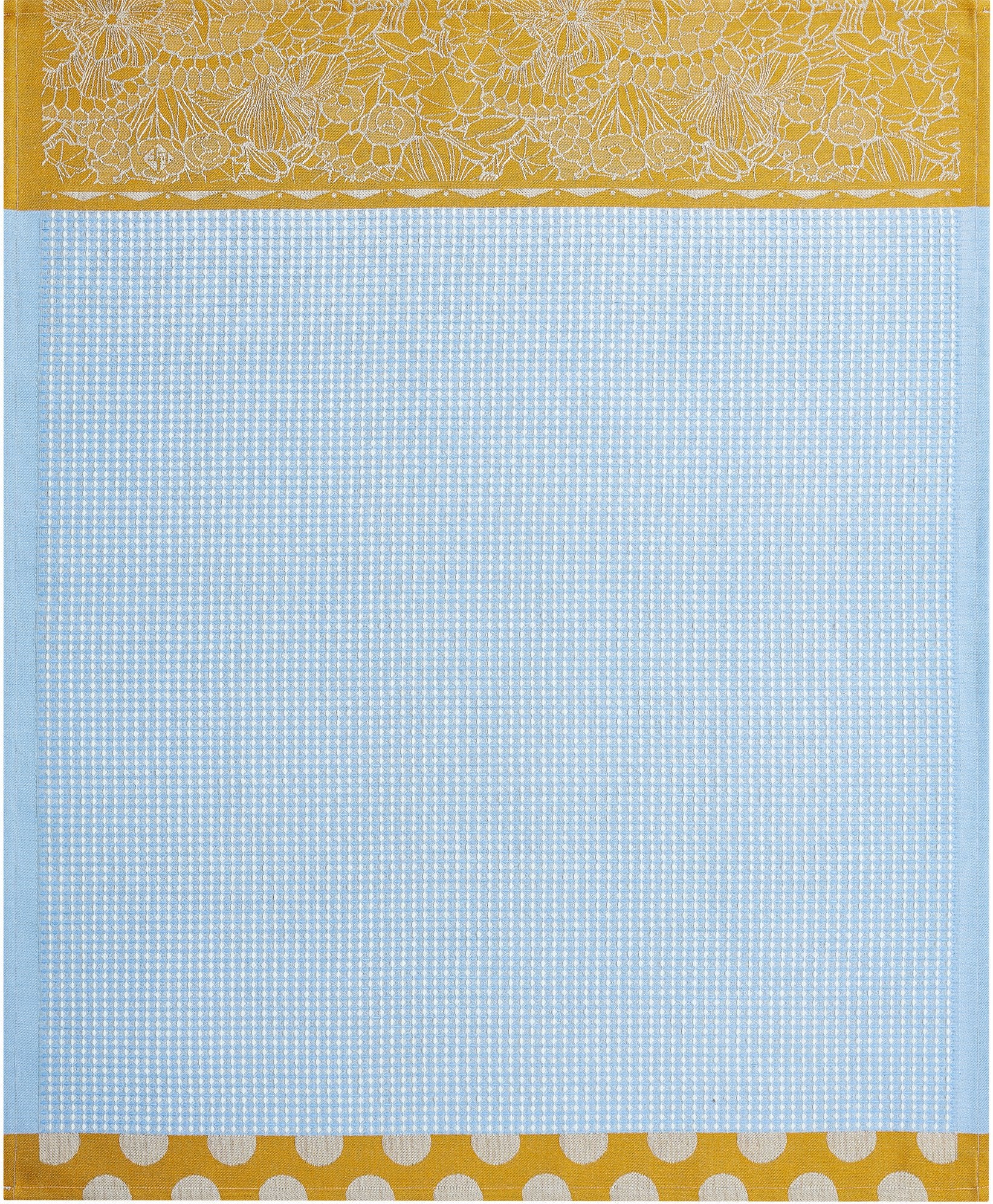 Jacquard Francais "Salade d’Ete" (Blue), Woven cotton hand towel. Made in France.