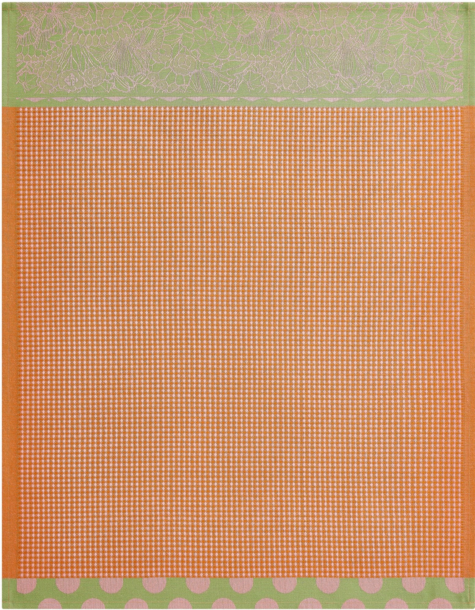 Jacquard Francais "Salade d’Ete" (Red), Woven cotton hand towel. Made in France.