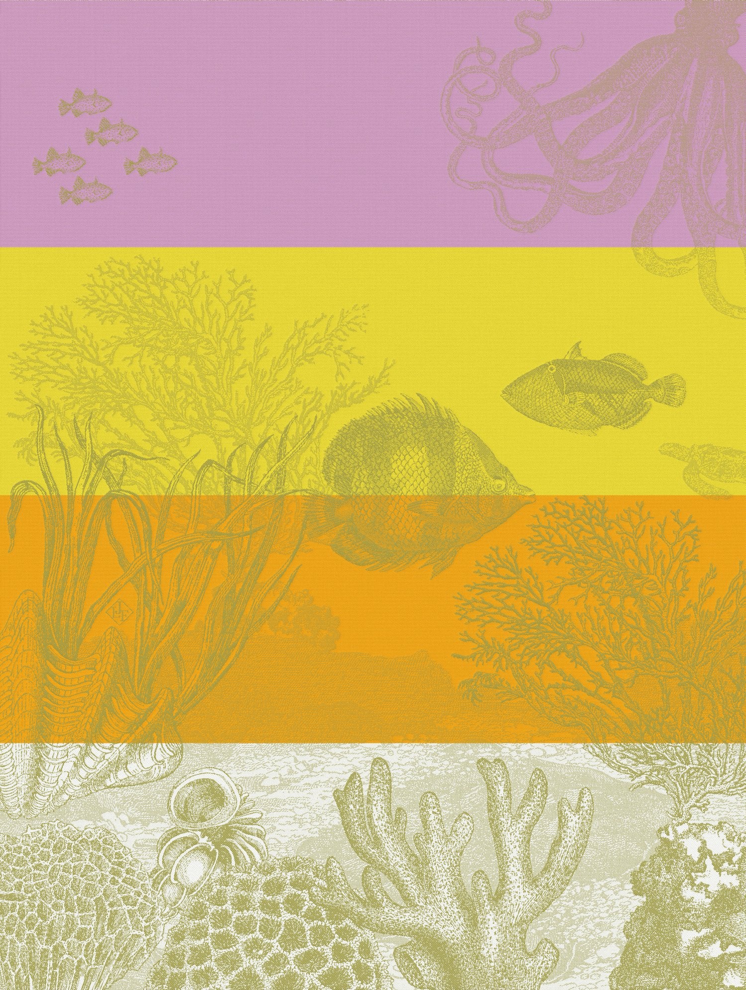 Jacquard Français "Sous L’Ocean" (Anemone), Woven cotton tea towel. Made in France. - Home Landing