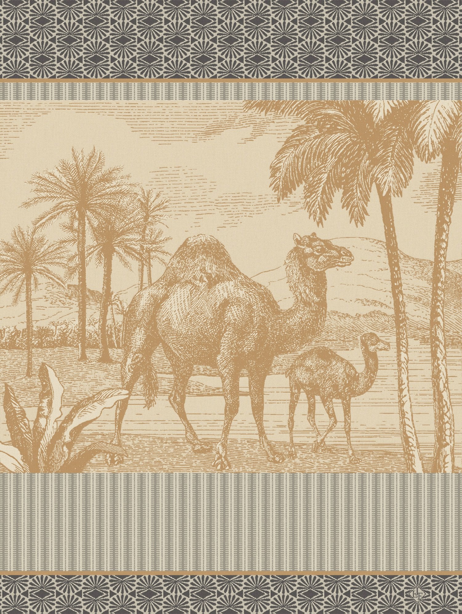 Jacquard Français "Dune Dromadaire" (Argan), Woven cotton tea towel. Made in France. - Home Landing