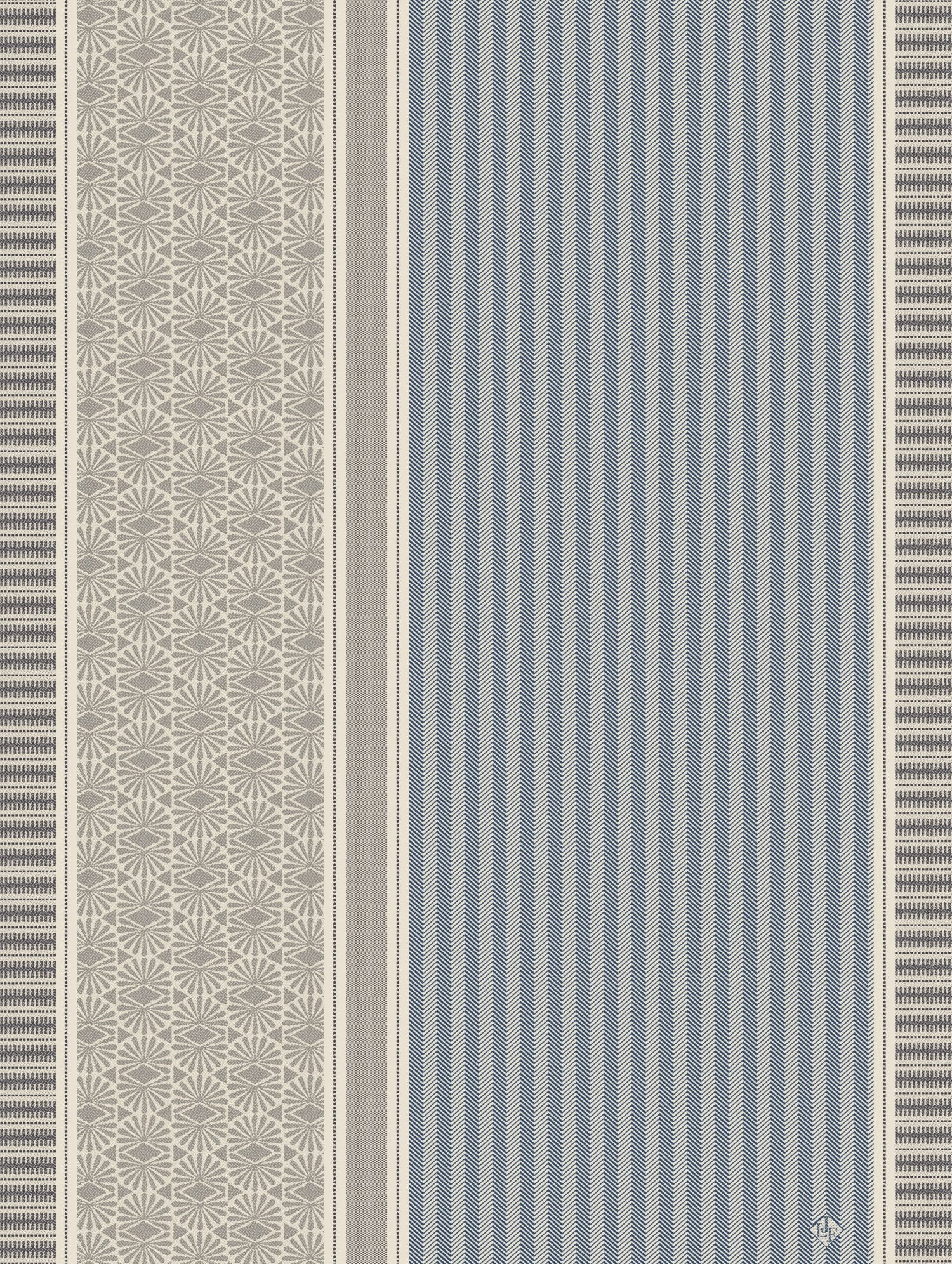 Jacquard Français "Dune Rayures" (Blue), Woven cotton tea towel. Made in France. - Home Landing