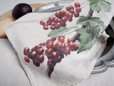 The Linoroom “Redcurrant & Plum,” Pair of linen printed tea towels.