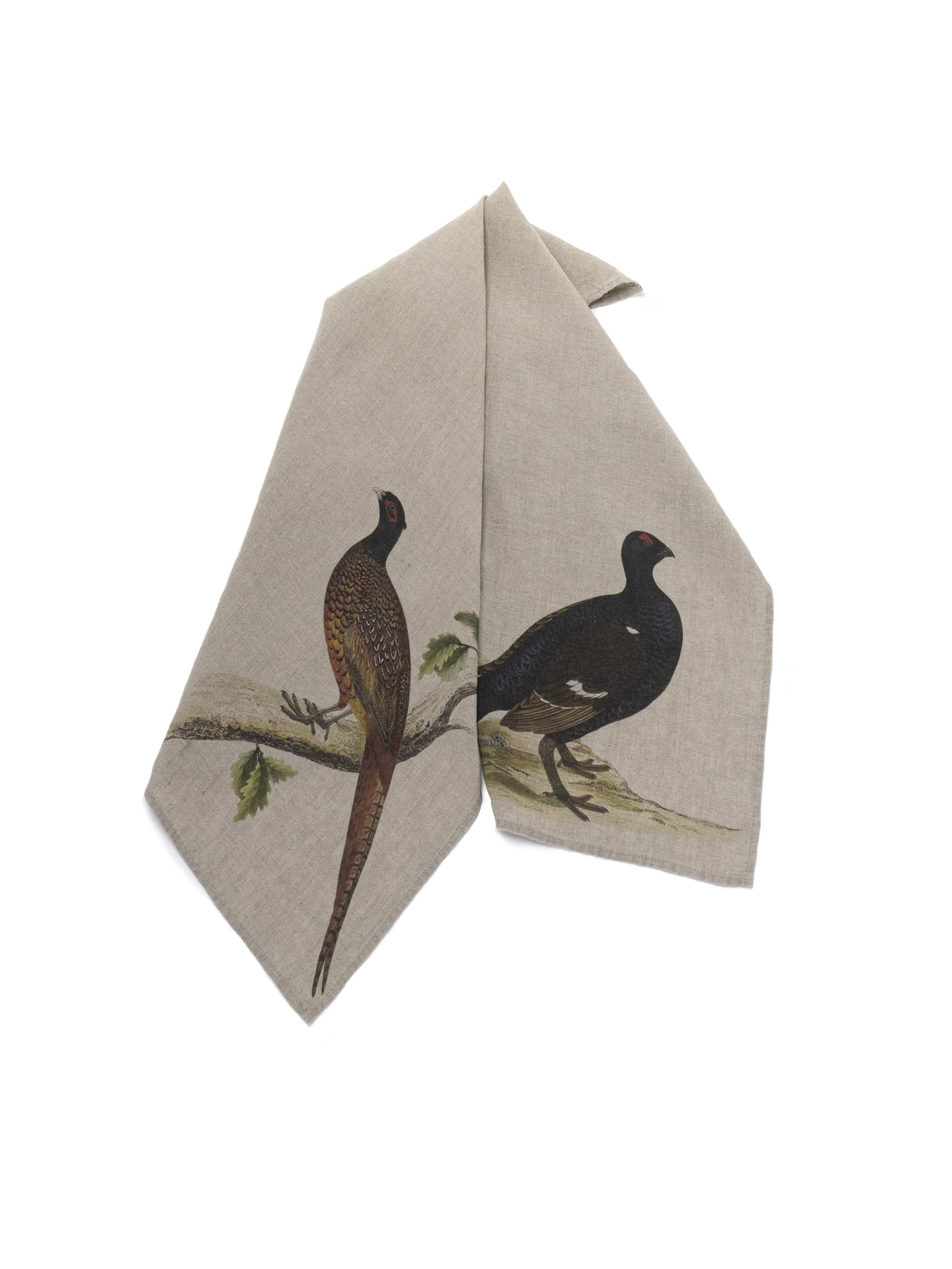 Linoroom "Forest Birds," Pair of pure linen printed tea towels.