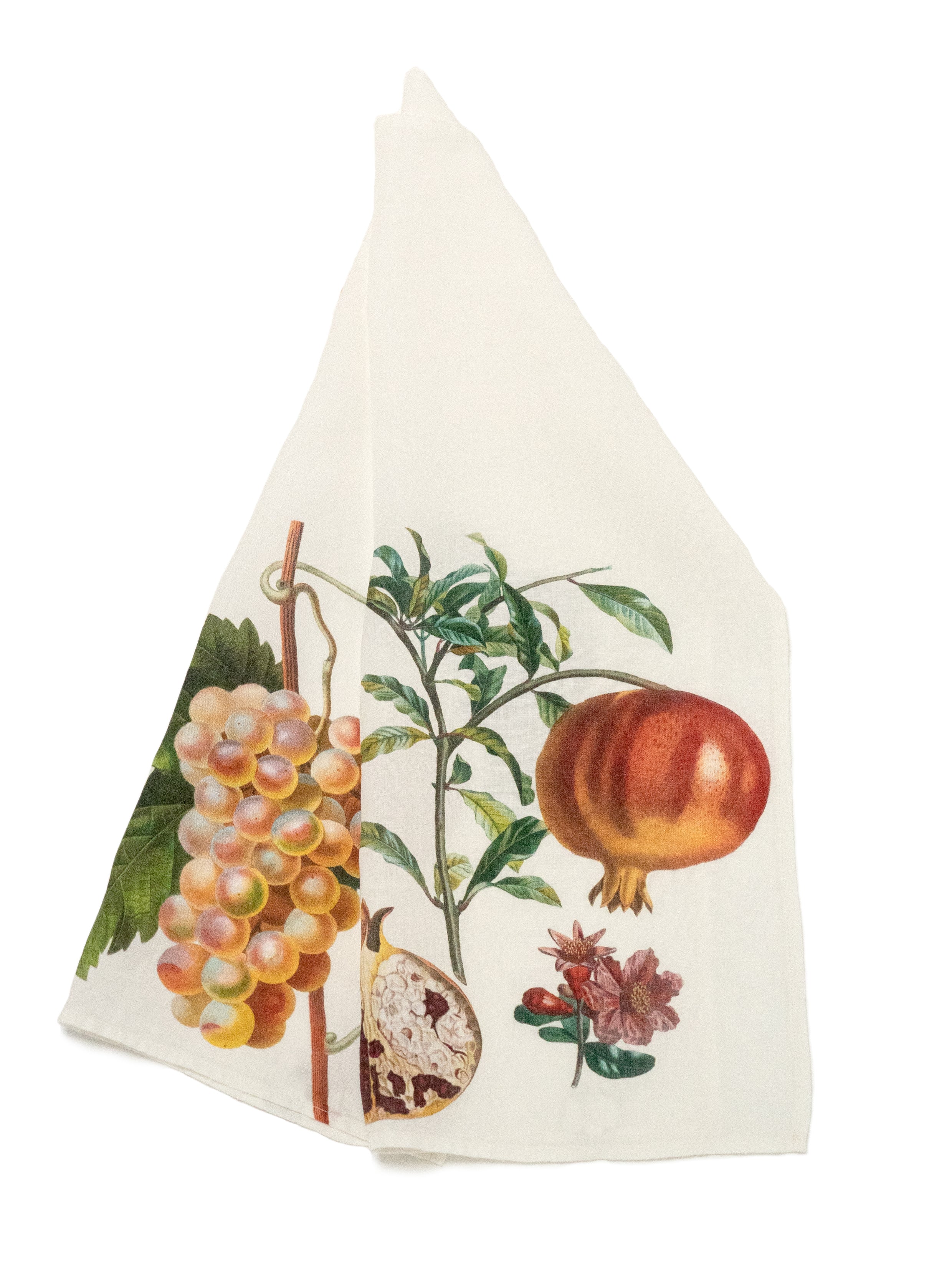 Linoroom “Grape & Pomegranate,” Pair of linen printed tea towels.