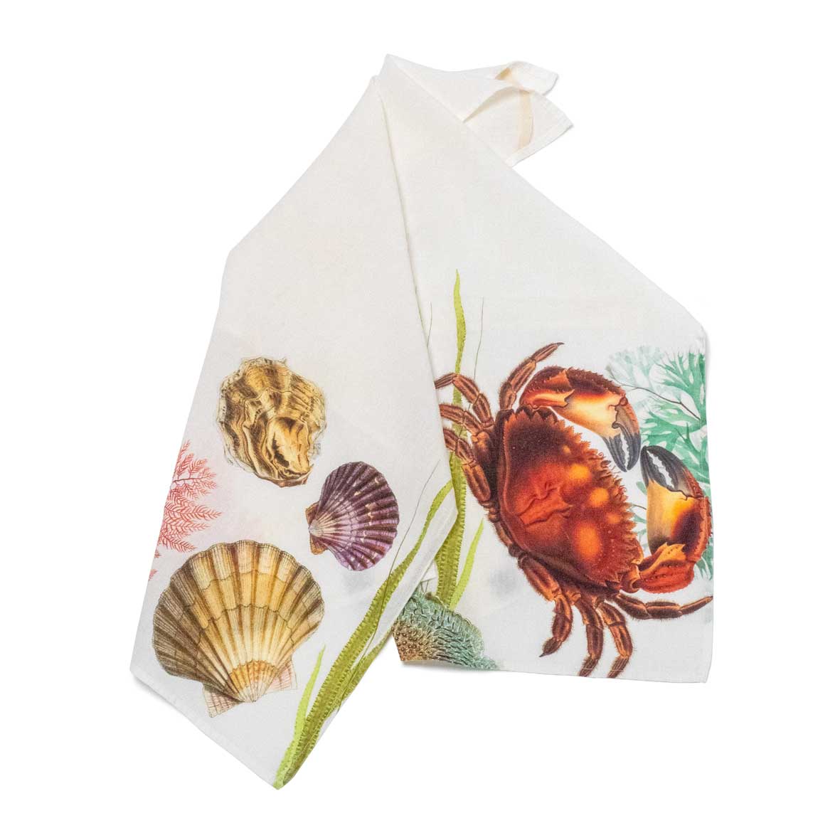 Linoroom “Oyster & Crab,” Pair of linen printed tea towels.