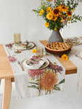 The Linoroom “Country Flowers,” Pure linen printed table runner.
