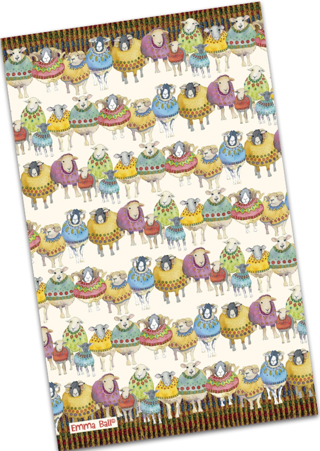 Emma Ball "Sheep in Sweaters", Pure cotton tea towel. Printed in the UK. - Home Landing
