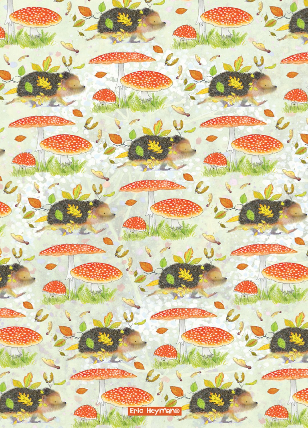 Emma Ball "Eric Heyman Hedgehogs", Pure cotton tea towel. Printed in the UK.