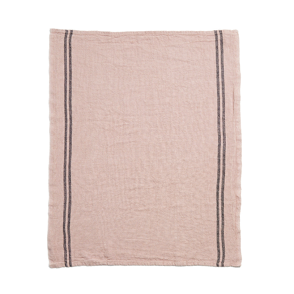 Charvet Editions "Country Washed & Dyed" (Rose The), Natural woven linen tea towel. Made in France.