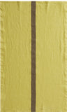 Charvet Éditions "Doudou Stripe" (Yuzu Yellow & Marron), Woven linen tea towel. Made in France.