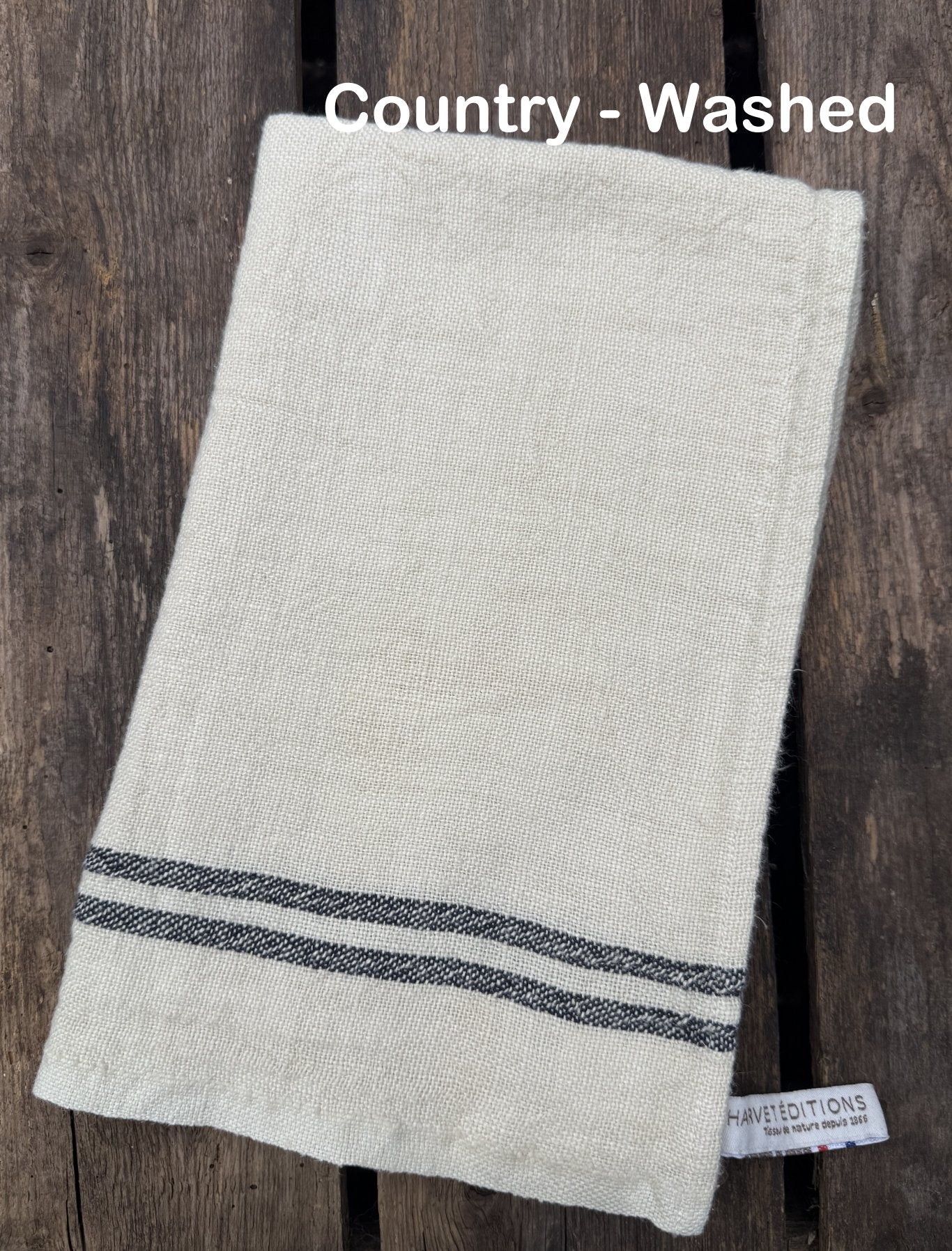 Charvet Editions "Country Washed & Dyed" (Ivoire), Natural woven linen tea towel. Made in France. - Home Landing