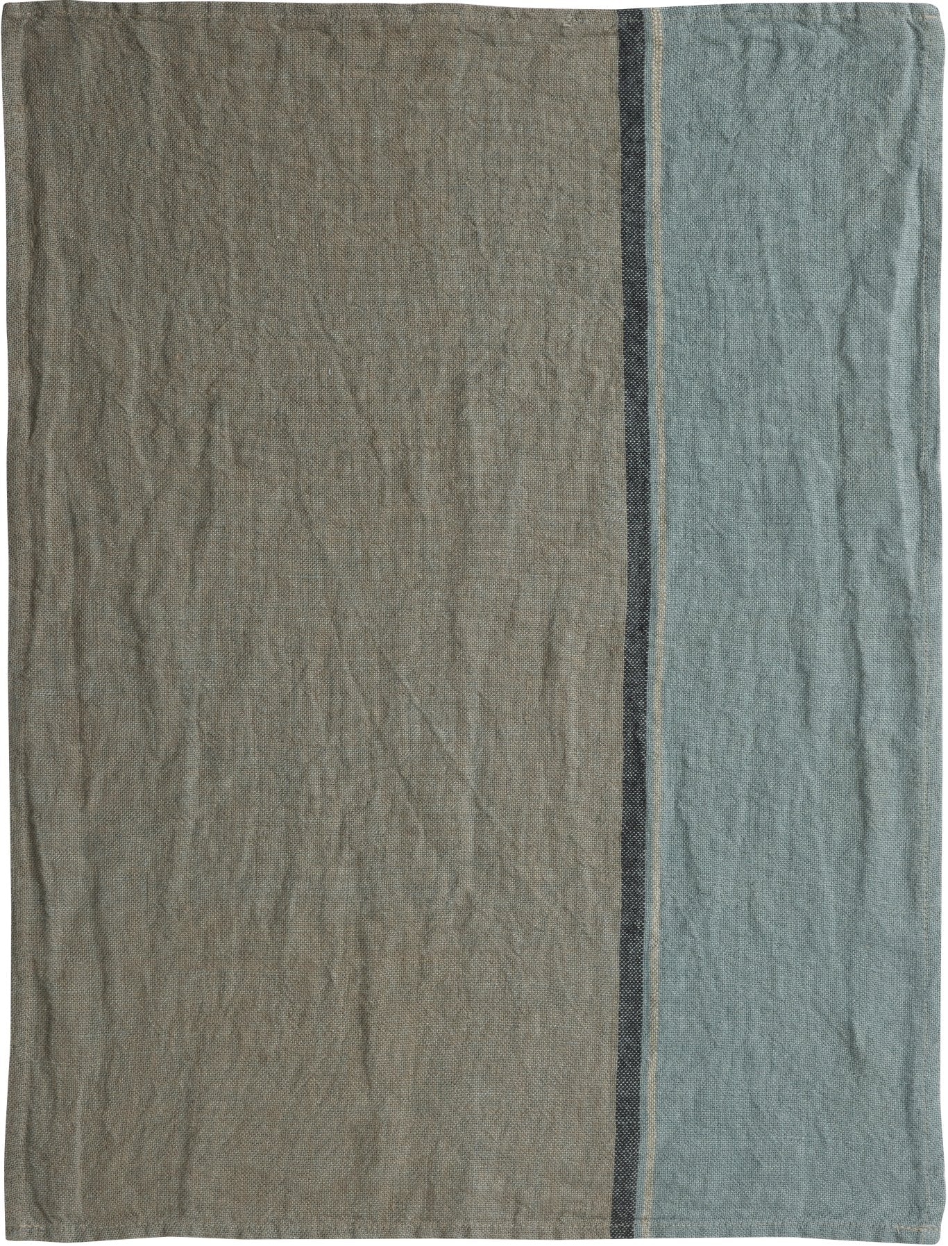 Charvet Editions "Dublin – Vert de Gris", Rustic woven linen tea towel. Made in France.