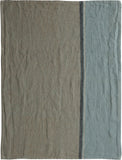 Charvet Éditions "Dublin – Vert de Gris", Rustic woven linen tea towel. Made in France.